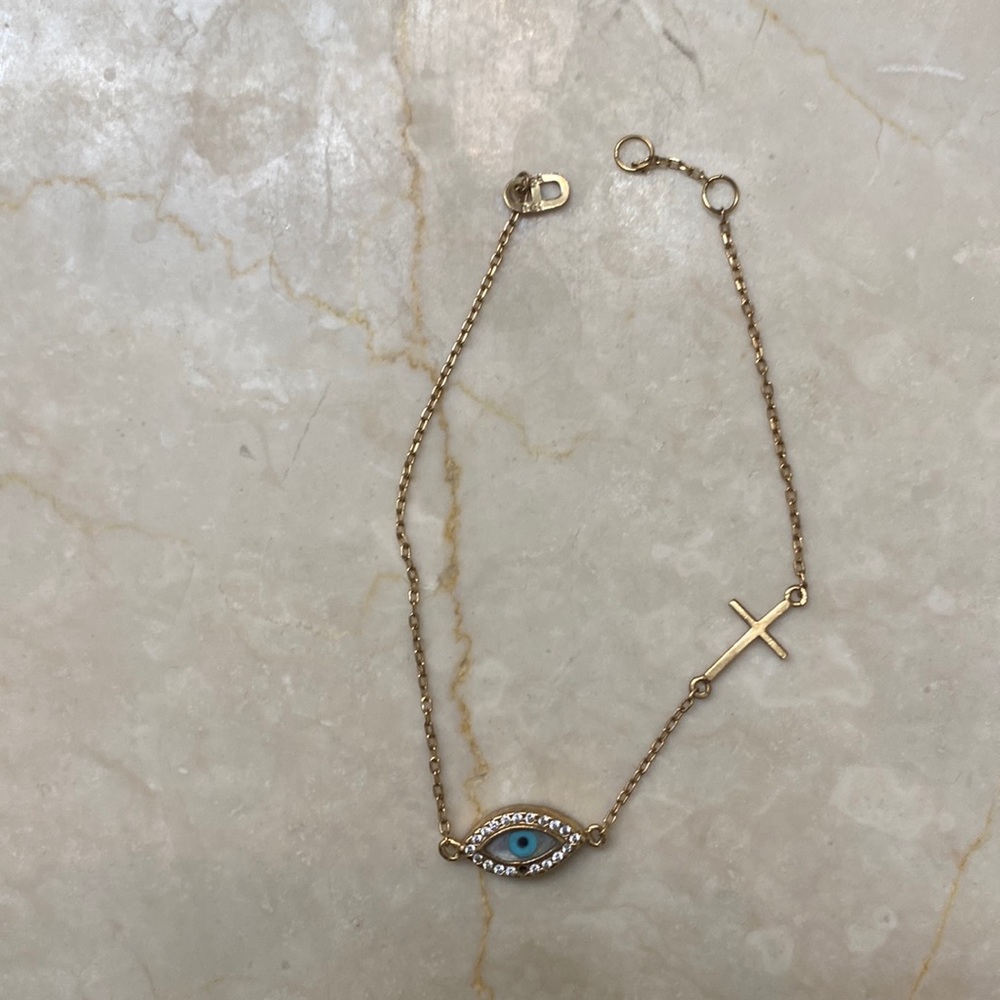 Reversible Evil Eye Cross Bracelet